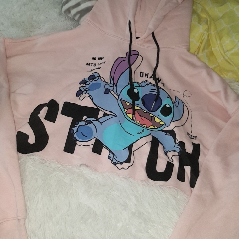 Girls Disney Stitch Cropped Hoodie